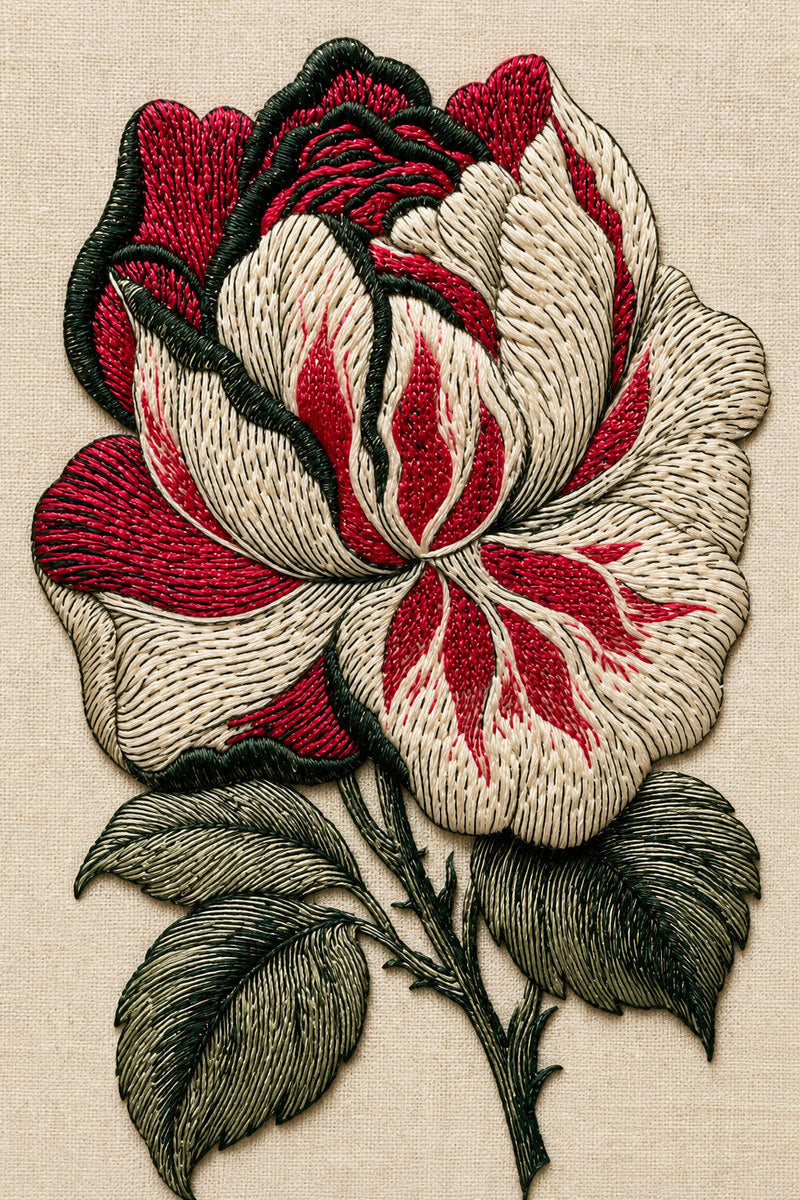 Two Color Voided Rose Motif 02 from Colbert Embroidery Studies Book 2, a digital embroidery design reference for machine embroidery designs, embroidery patterns and botanical and floral embroidery.