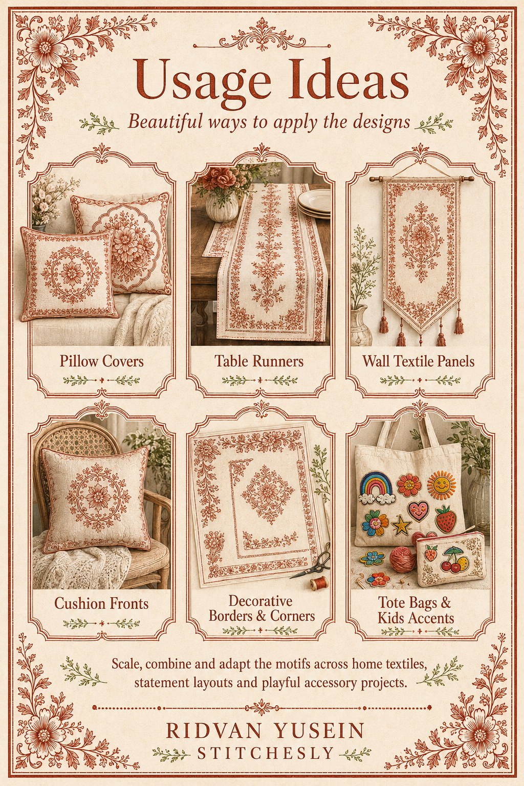 Digital PDF embroidery design bundle cover preview for Home Decor, Scale & Modular Systems Bundle 2, featuring curated embroidery patterns, motif library references and textile… - preview 10