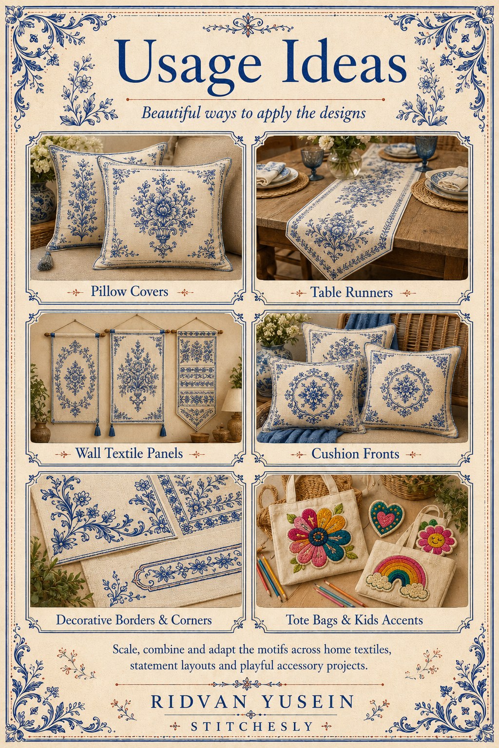 Digital PDF embroidery design bundle cover preview for Home Decor, Scale & Modular Systems Bundle 3, featuring curated embroidery patterns, motif library references and textile… - preview 10