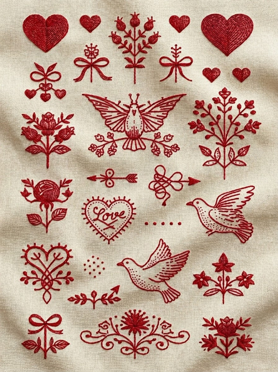 Valentine’s Day Embroidery Book 26 Product Book 3 digital PDF embroidery design book - sample plate / motif preview 11