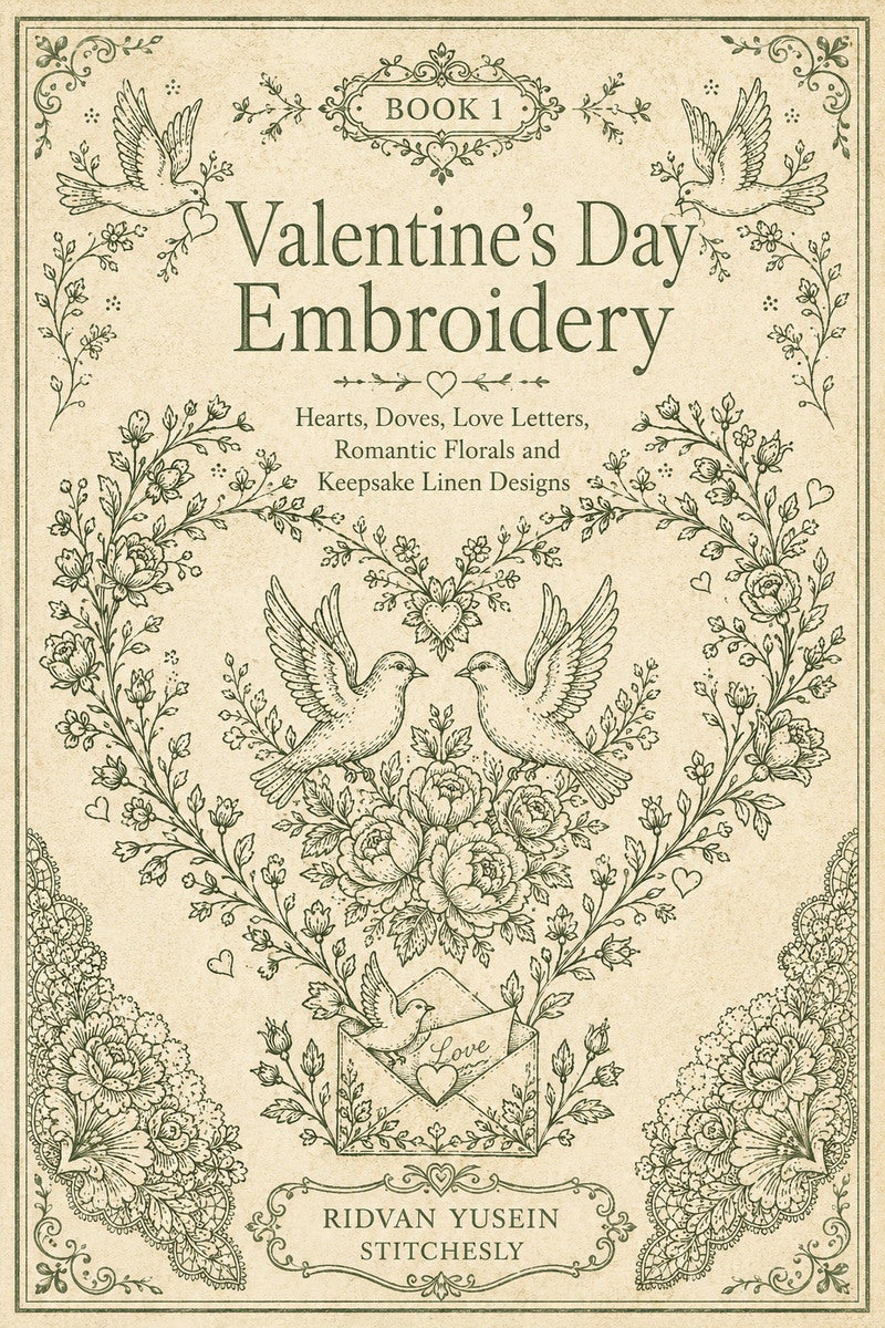 Valentine’s Day Embroidery Book 26 Product Book 1 digital PDF embroidery design book - main cover / hero image 1