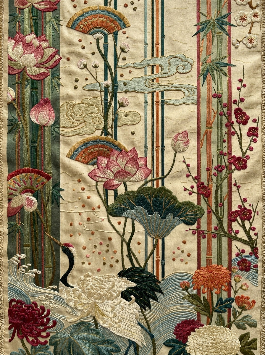 Vertical Panels Kimono Inspired Layouts 03 from East Asian Inspired Embroidery Book 2, a digital embroidery design reference for machine embroidery designs, embroidery patterns and embroidery design reference.