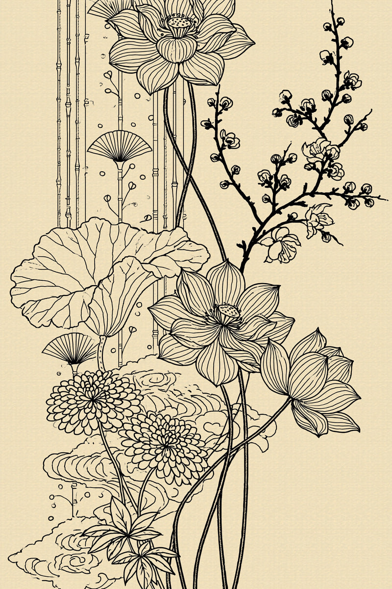 Vertical Panels Kimono Inspired Layouts from East Asian Inspired Embroidery Book 1, a digital embroidery design reference for machine embroidery designs, embroidery patterns and embroidery design reference.