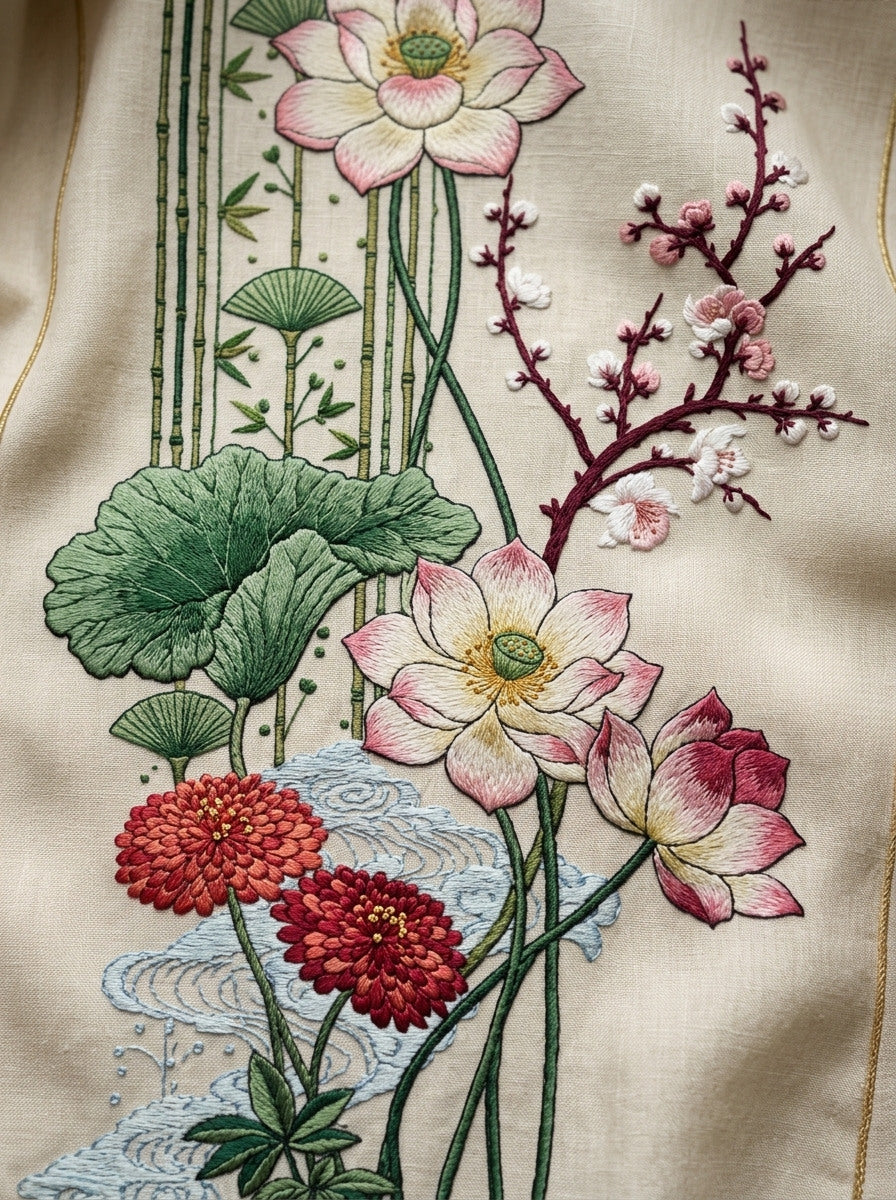 Vertical Panels Kimono Inspired Layouts from East Asian Inspired Embroidery Book 1, a digital embroidery design reference for machine embroidery designs, embroidery patterns and embroidery design reference.