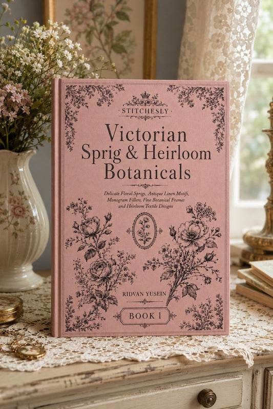 Victorian Sprig & Heirloom Botanicals Book 49 Product Book 1 digital PDF embroidery design book - main cover / hero image 1