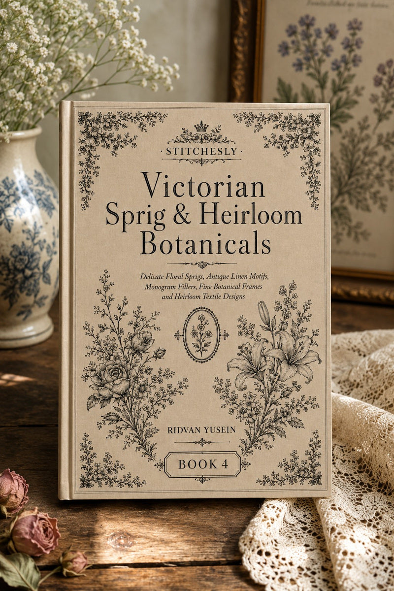 Victorian Sprig & Heirloom Botanicals Book 49 Product Book 4 digital PDF embroidery design book - main cover / hero image 2