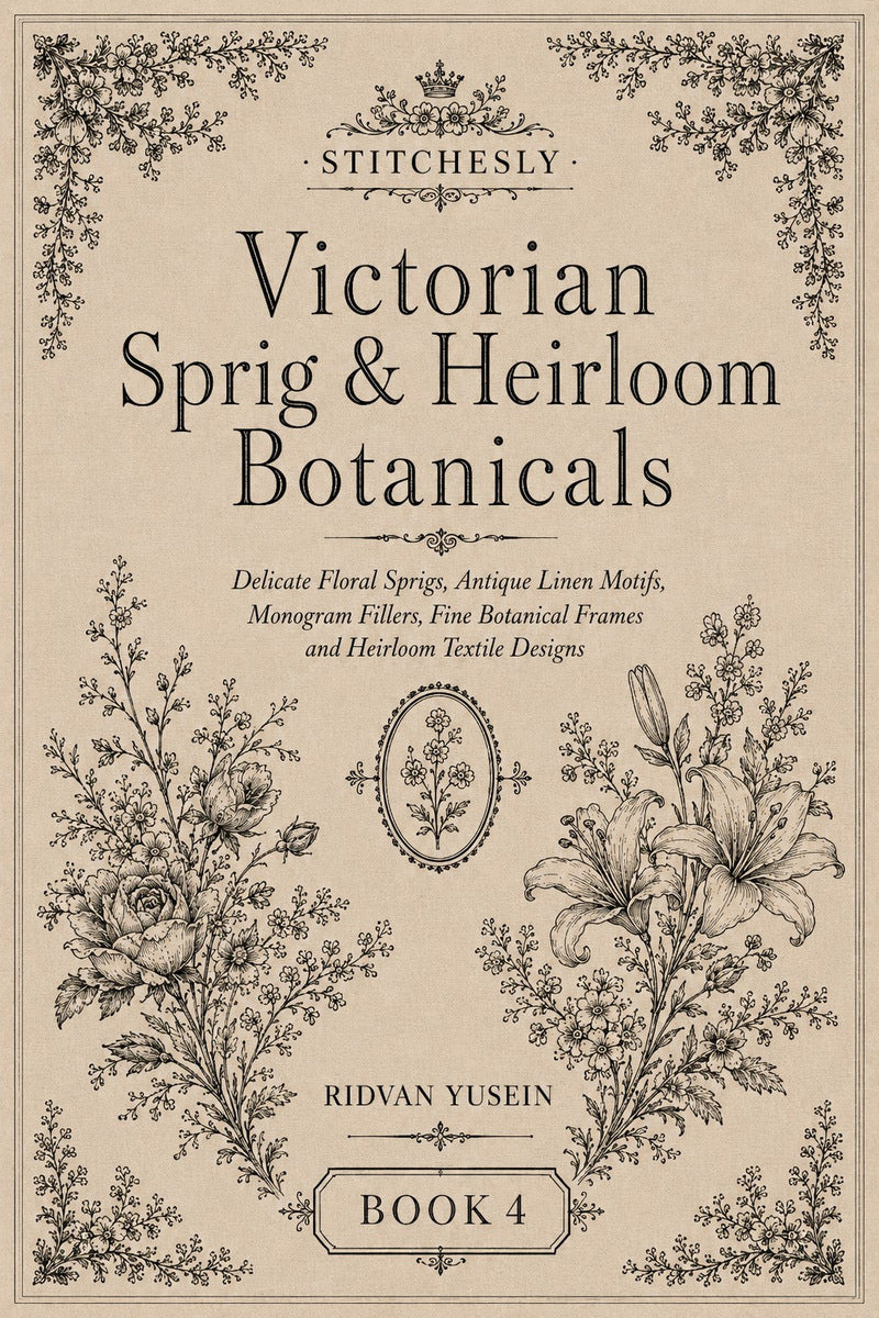 Victorian Sprig & Heirloom Botanicals Book 49 Product Book 4 digital PDF embroidery design book - main cover / hero image 3