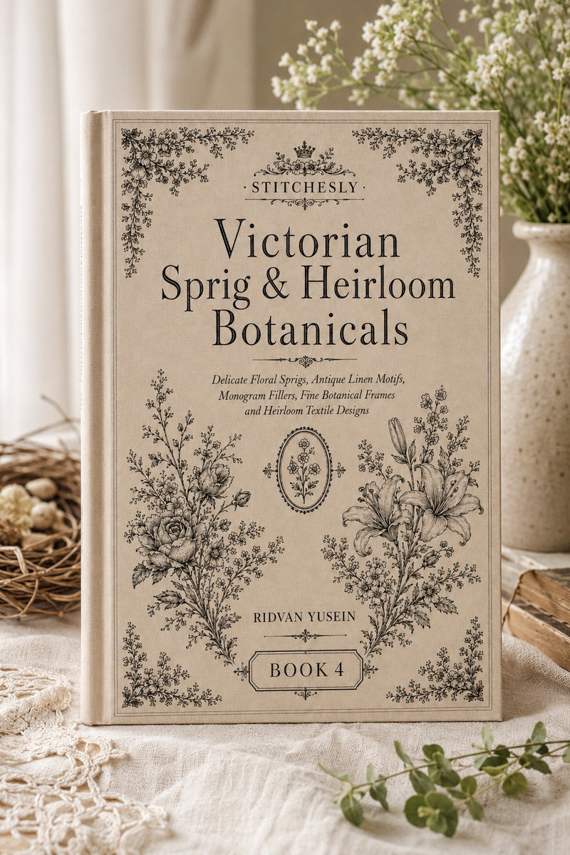 Victorian Sprig & Heirloom Botanicals Book 49 Product Book 4 digital PDF embroidery design book - main cover / hero image 1