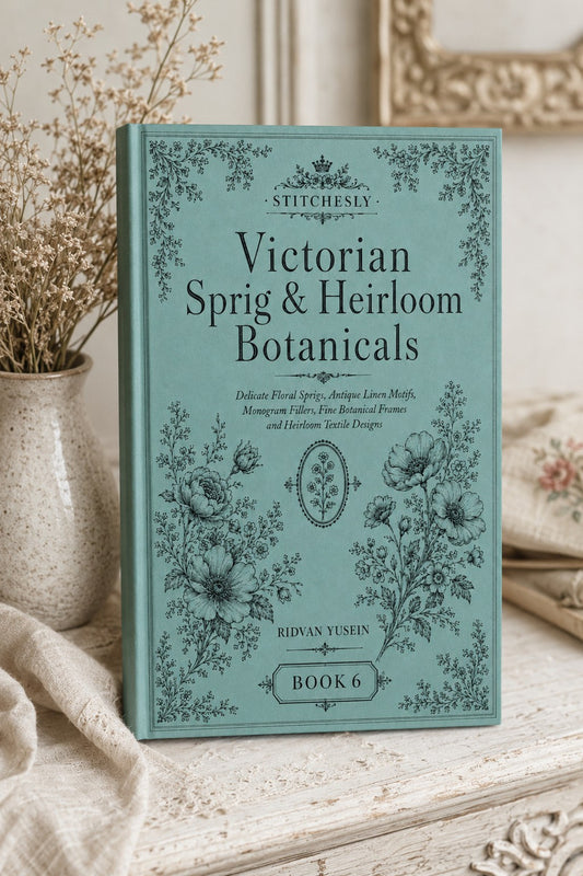 Victorian Sprig & Heirloom Botanicals Book 49 Product Book 6 digital PDF embroidery design book - main cover / hero image 1