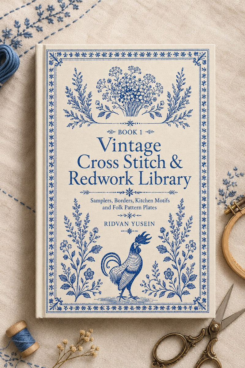 Vintage Cross Stitch & Redwork Library Book 18 Product Book 1 digital PDF embroidery design book - main cover / hero image 2