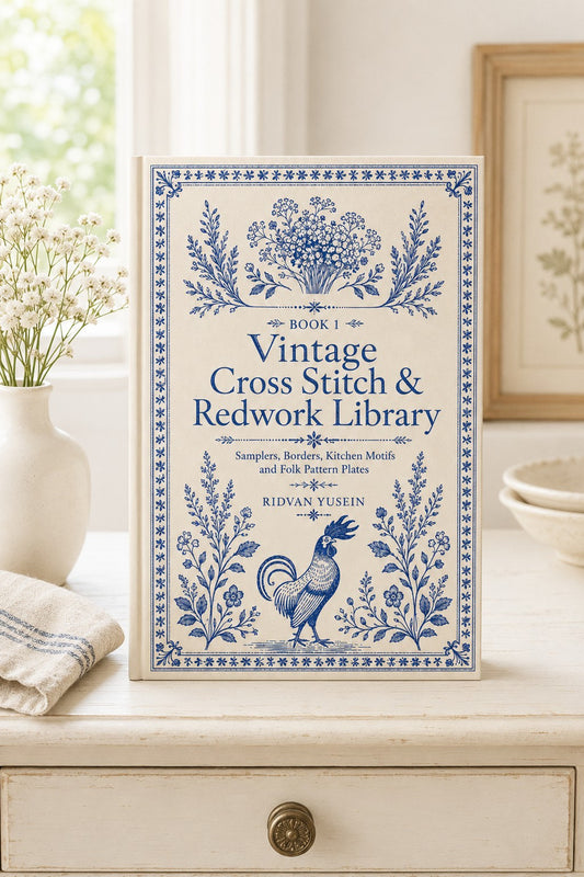 Vintage Cross Stitch & Redwork Library Book 18 Product Book 1 digital PDF embroidery design book - main cover / hero image 1