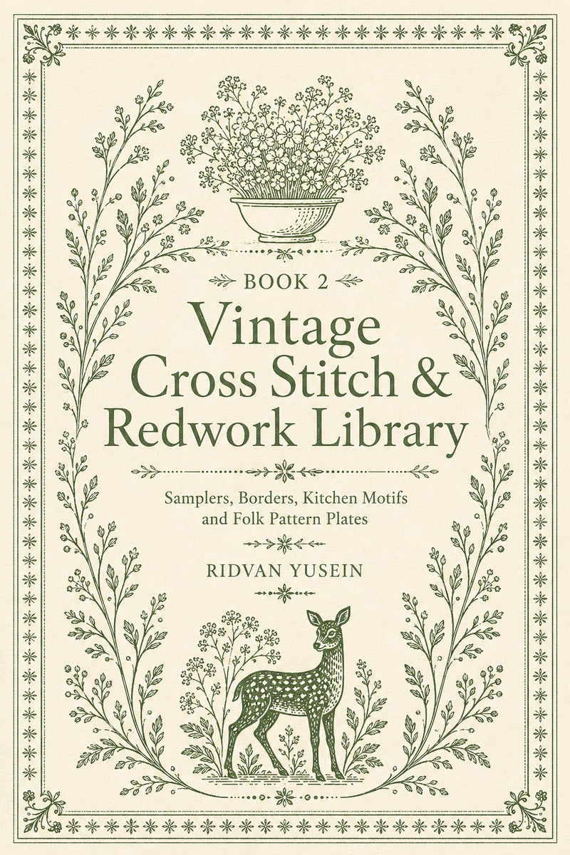 Vintage Cross Stitch & Redwork Library Book 18 Product Book 2 digital PDF embroidery design book - main cover / hero image 3