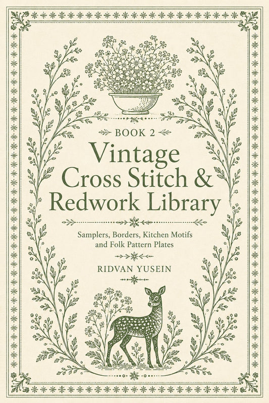 Vintage Cross Stitch & Redwork Library Book 18 Product Book 2 digital PDF embroidery design book - main cover / hero image 3
