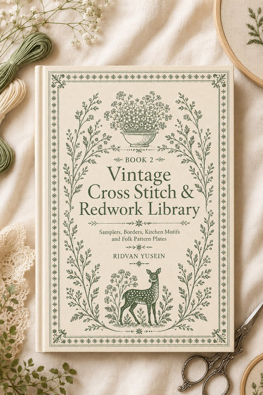 Vintage Cross Stitch & Redwork Library Book 18 Product Book 2 digital PDF embroidery design book - main cover / hero image 1