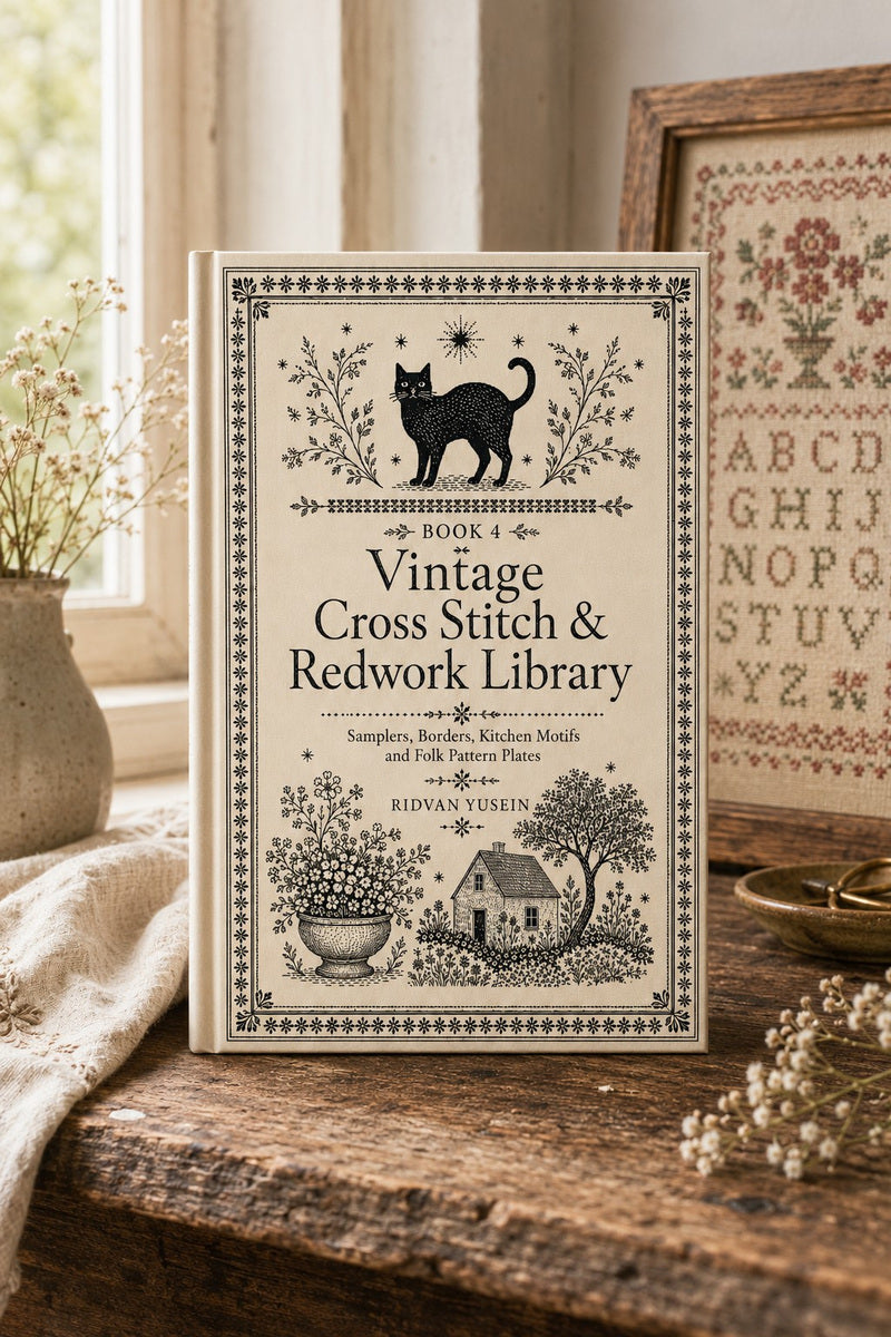 Vintage Cross Stitch & Redwork Library Book 18 Product Book 4 digital PDF embroidery design book - main cover / hero image 2