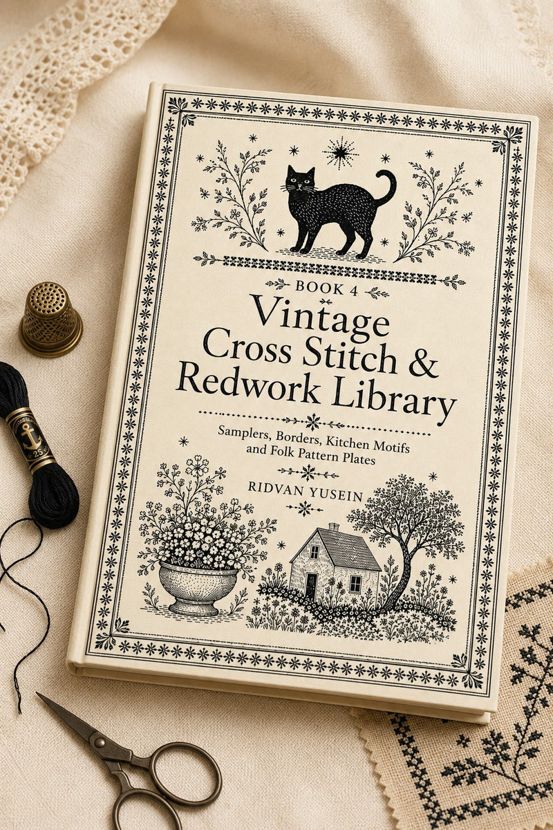 Vintage Cross Stitch & Redwork Library Book 18 Product Book 4 digital PDF embroidery design book - main cover / hero image 1