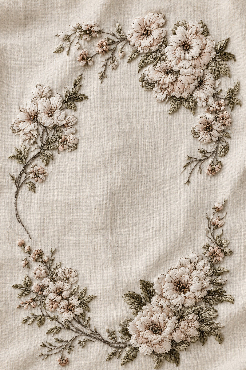 Vintage Garden Frame 1 from Botanical Embroidery Designs Book 2, a digital embroidery design reference for machine embroidery designs, embroidery patterns and frames and monogram spaces.