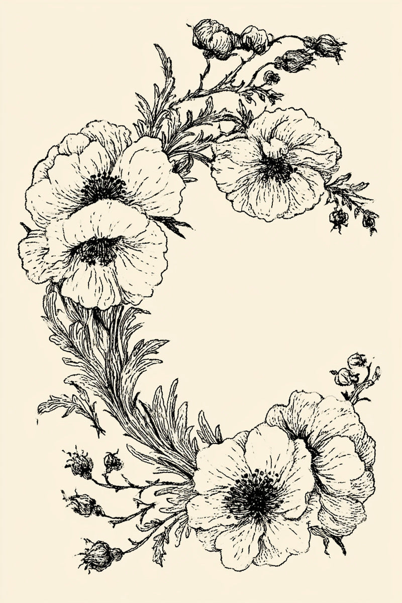 Vintage Garden Frame from Botanical Embroidery Designs Book 3, a digital embroidery design reference for machine embroidery designs, embroidery patterns and frames and monogram spaces.