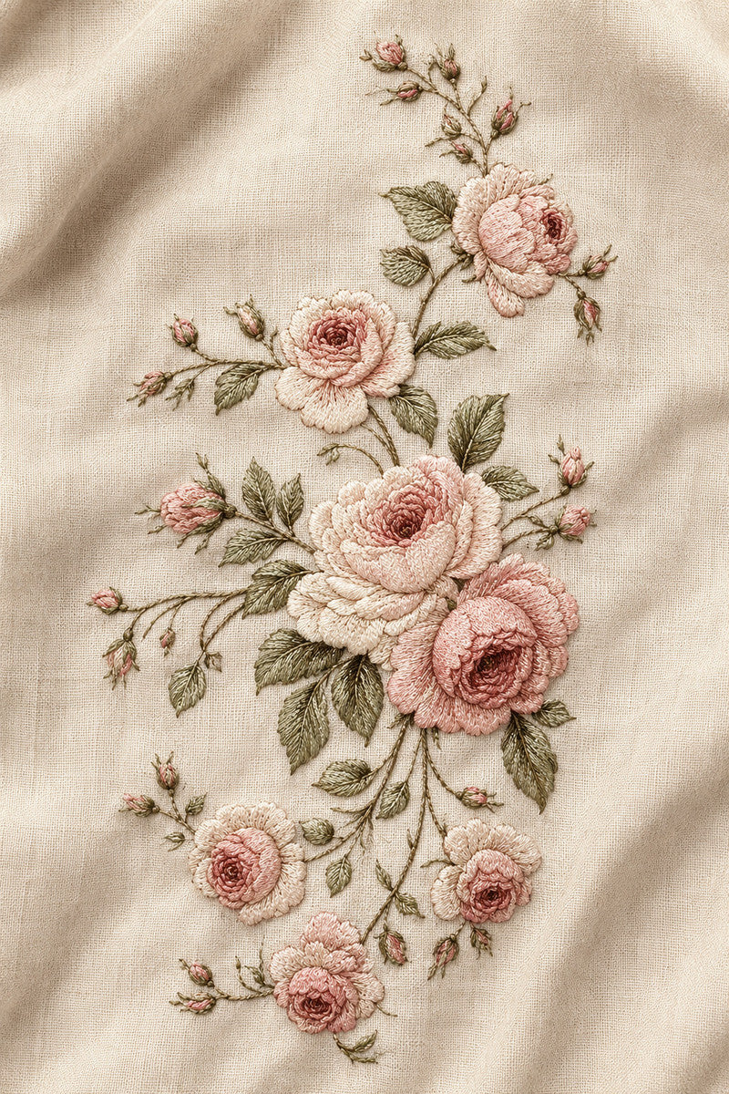 Vintage Garden Medallion 1 from Botanical Embroidery Designs Book 3, a digital embroidery design reference for machine embroidery designs, embroidery patterns and botanical and floral embroidery.