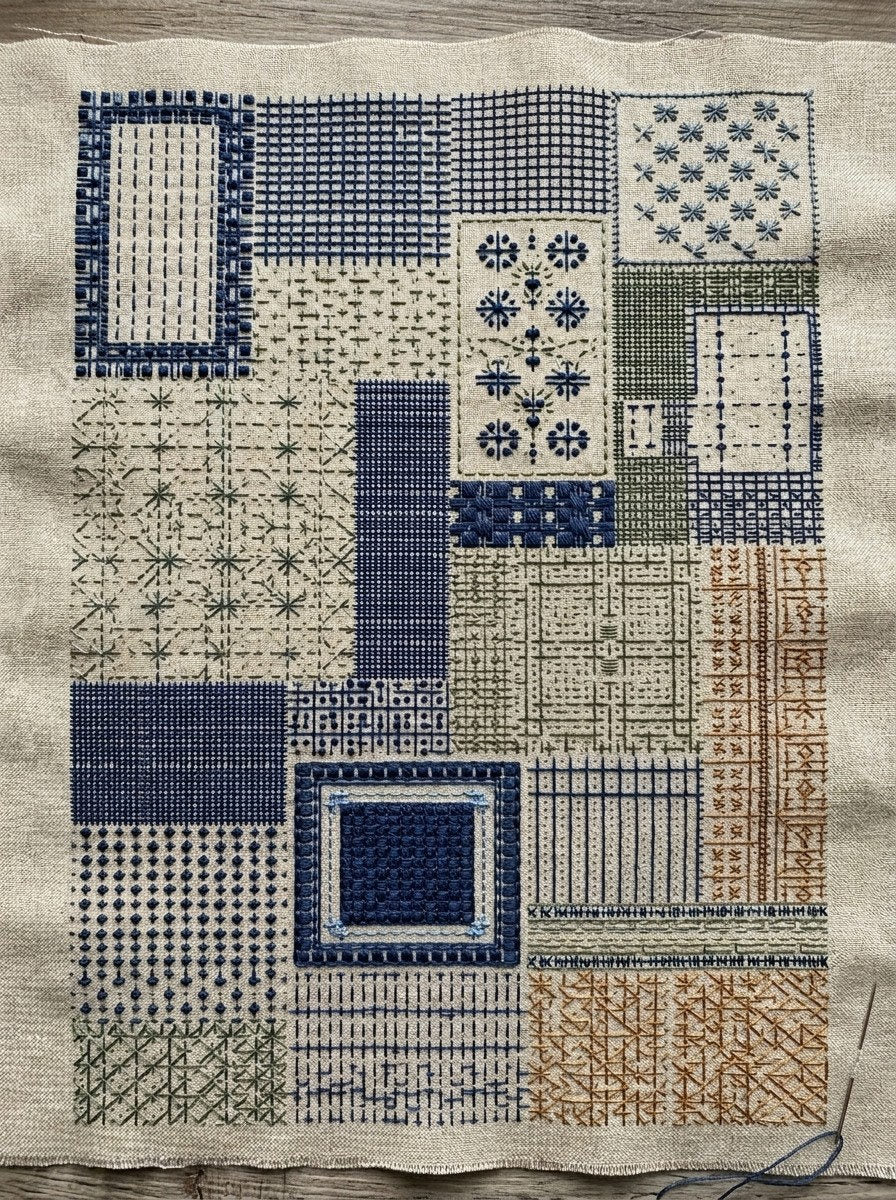 Scandinavian, Sashiko & Northern Minimal Stitch Book 16 Product Book 2 digital PDF embroidery design book - sample plate / motif preview 8
