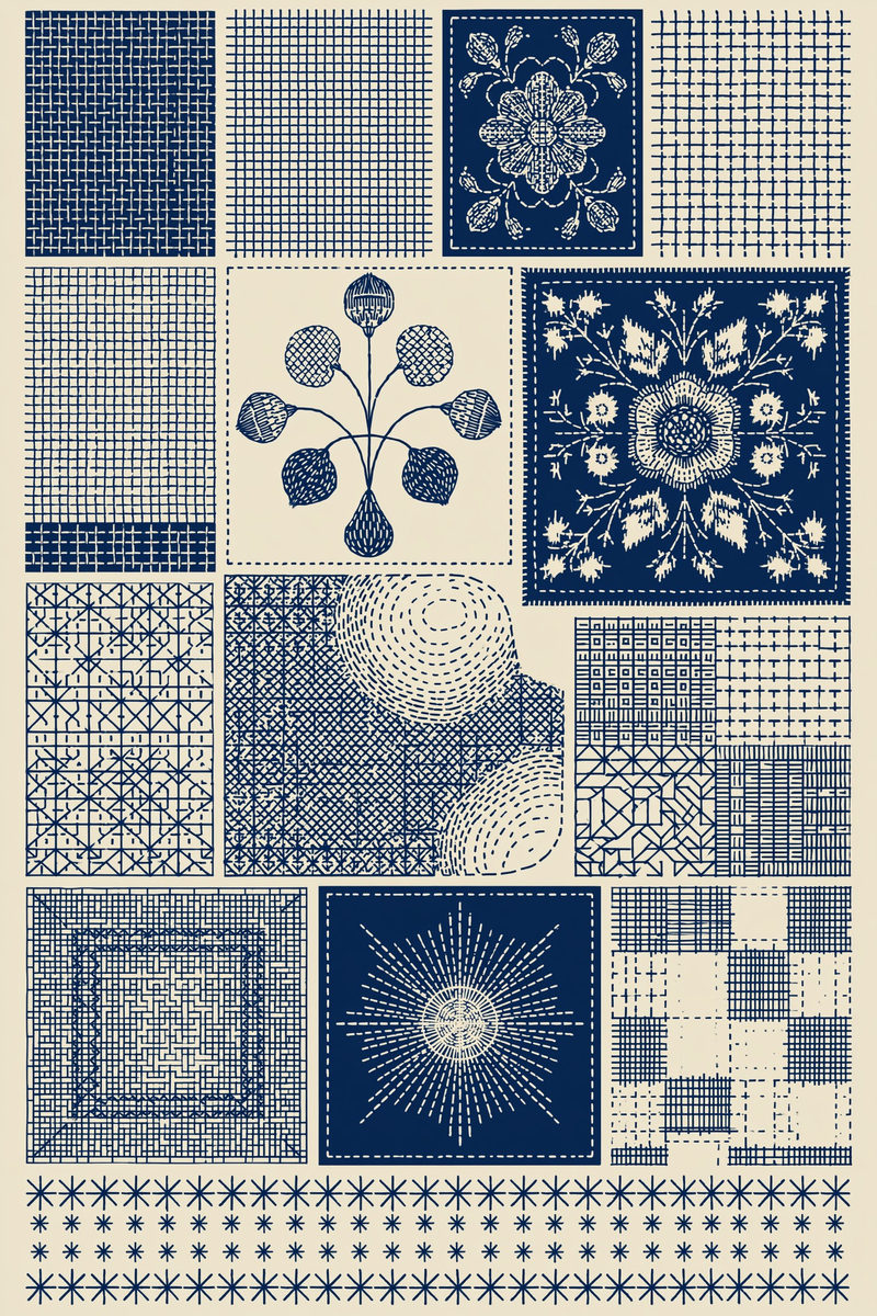 Scandinavian, Sashiko & Northern Minimal Stitch Book 16 Product Book 4 digital PDF embroidery design book - sample plate / motif preview 4