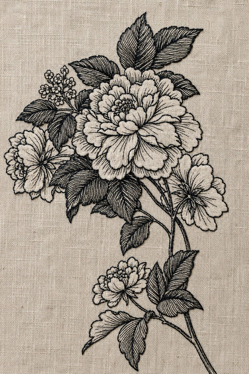 Voided Botanical Corner 02 from Colbert Embroidery Studies Book 1, a digital embroidery design reference for machine embroidery designs, embroidery patterns and corner embroidery.