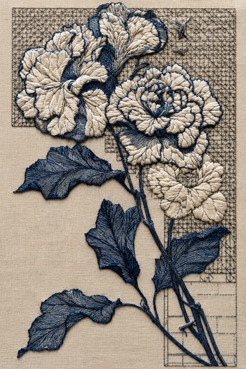 Voided Botanical Corner 02 from Colbert Embroidery Studies Book 3, a digital embroidery design reference for machine embroidery designs, embroidery patterns and corner embroidery.