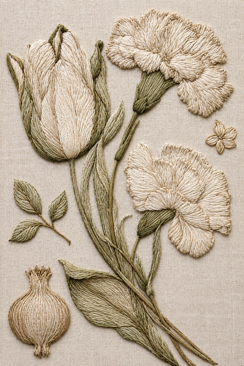 Voided Floral Motif Set 02 from Colbert Embroidery Studies Book 3, a digital embroidery design reference for machine embroidery designs, embroidery patterns and botanical and floral embroidery.