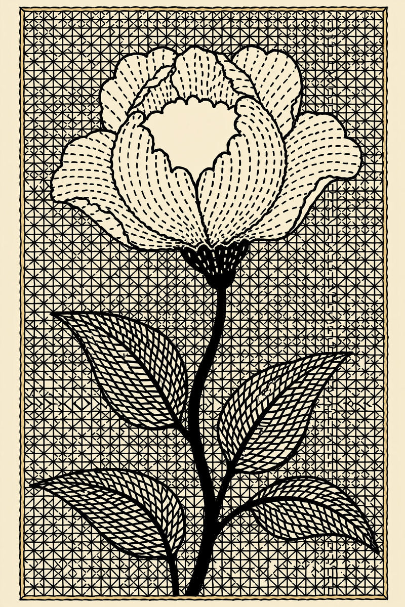 Voided Floral Stem Motif 02 from Colbert Embroidery Studies Book 1, a digital embroidery design reference for machine embroidery designs, embroidery patterns and botanical and floral embroidery.