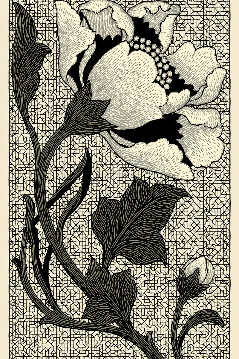 Voided Vine And Flower Motif from Colbert Embroidery Studies Book 2, a digital embroidery design reference for machine embroidery designs, embroidery patterns and botanical and floral embroidery.