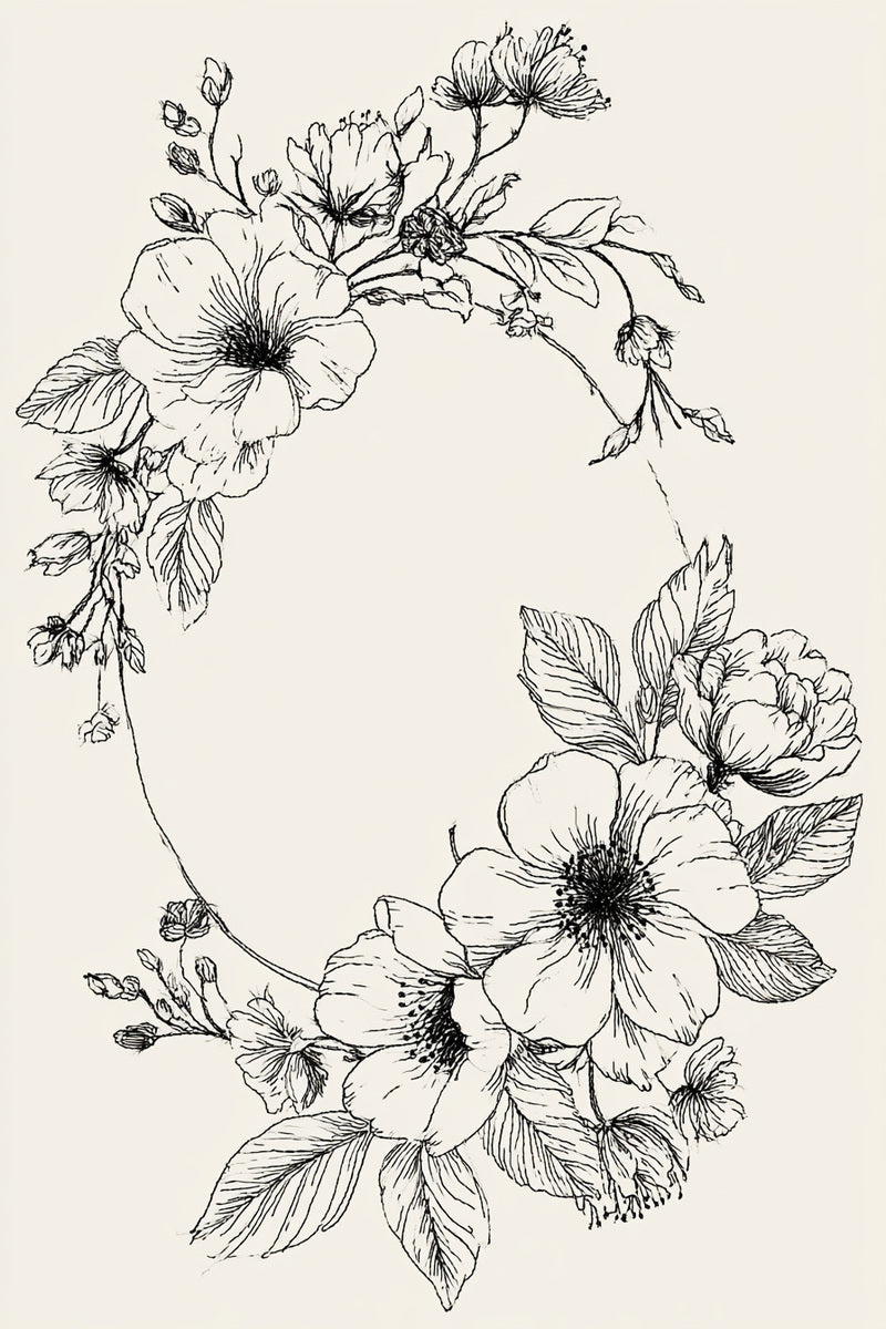 Wedding Botanical Frame from Botanical Embroidery Designs Book 2, a digital embroidery design reference for machine embroidery designs, embroidery patterns and frames and monogram spaces.