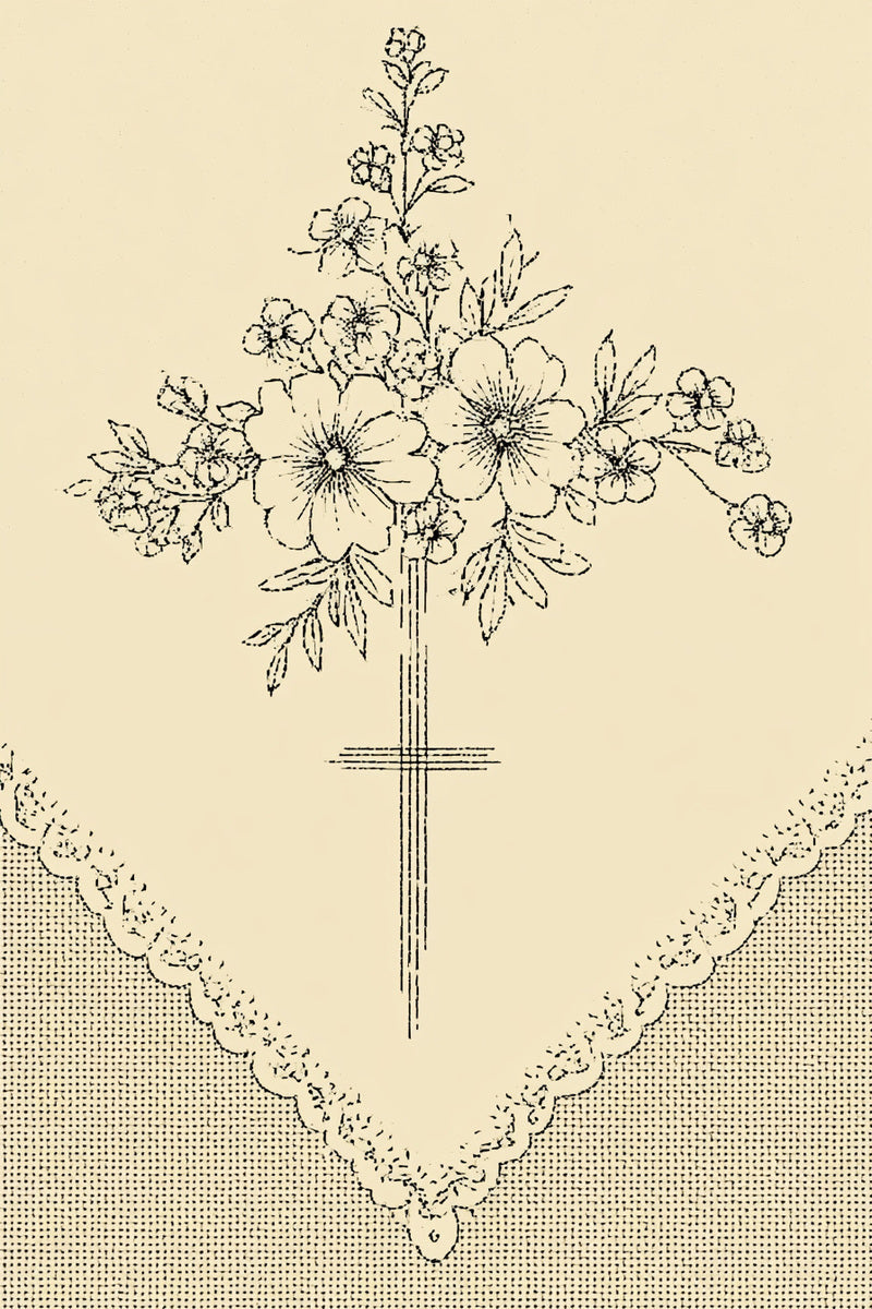 Wedding Church Handkerchief Motif from Church Embroidery & Sacred Ornament Book 1, a digital embroidery design reference for machine embroidery designs, embroidery patterns and embroidery design reference.