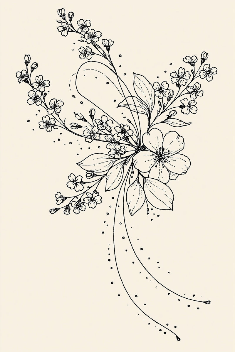 Original love knot floral spray design plate from Wedding Motifs & Bridal Embroidery Edition 3, a digital PDF embroidery design book.