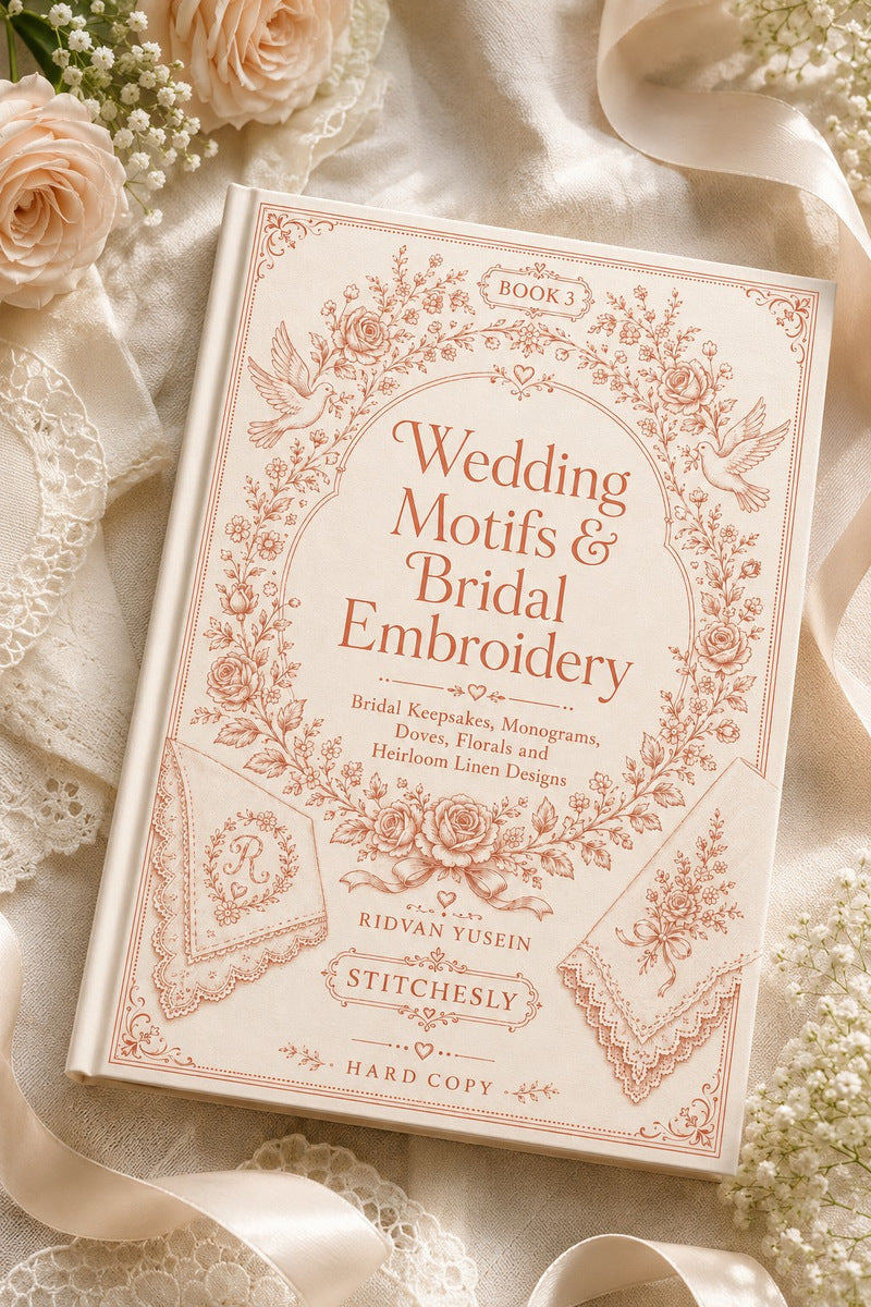 Wedding Motifs & Bridal Embroidery Edition 3 digital PDF design book cover, STITCHESLY.