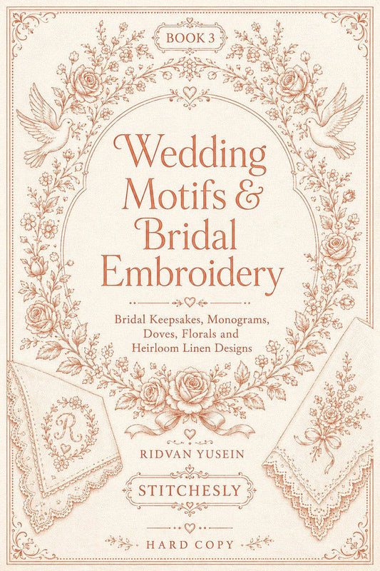 Wedding Motifs & Bridal Embroidery Edition 3 digital PDF design book cover, STITCHESLY.