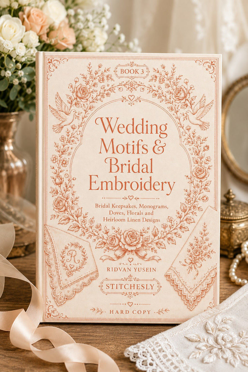 Wedding Motifs & Bridal Embroidery Edition 3 digital PDF design book cover, STITCHESLY.