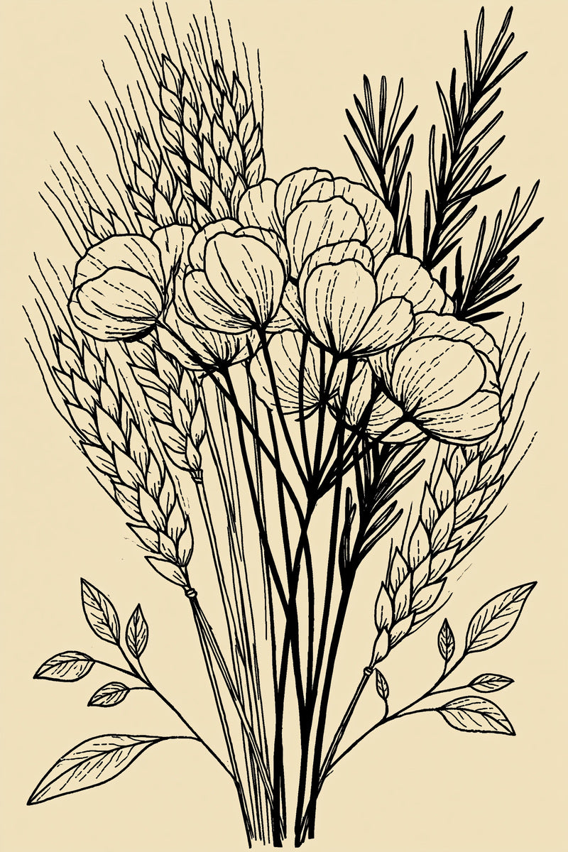 Wheat And Herb Bread Bag 02 from Napkins, Table Runners & Kitchen Linens Book 3, a digital embroidery design reference for machine embroidery designs, embroidery patterns and border and edge embroidery.