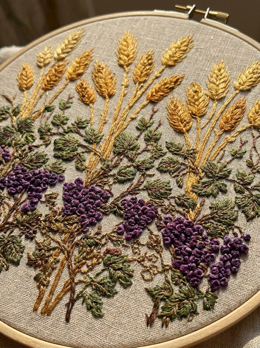 Wheat And Vine Border Unit from Church Embroidery & Sacred Ornament Book 2, a digital embroidery design reference for machine embroidery designs, embroidery patterns and border and edge embroidery.