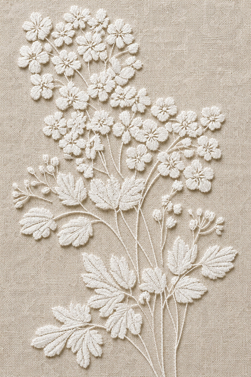 White Eyelet Garden Motif 1 from Lace Embroidery & Broderie Designs Book 3, a digital embroidery design reference for machine embroidery designs, embroidery patterns and lace and broderie details.