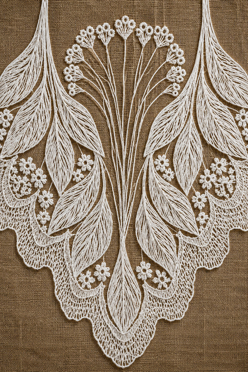Whitework Collar Neckline 02 from Neckline & Collar Embroidery Designs Book 1, a digital embroidery design reference for machine embroidery designs, embroidery patterns and lace and broderie details.