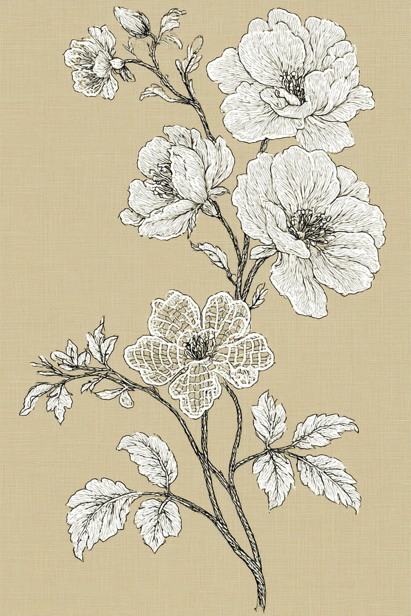 Whitework Floral Sprig from Lace Embroidery & Broderie Designs Book 4, a digital embroidery design reference for machine embroidery designs, embroidery patterns and lace and broderie details.
