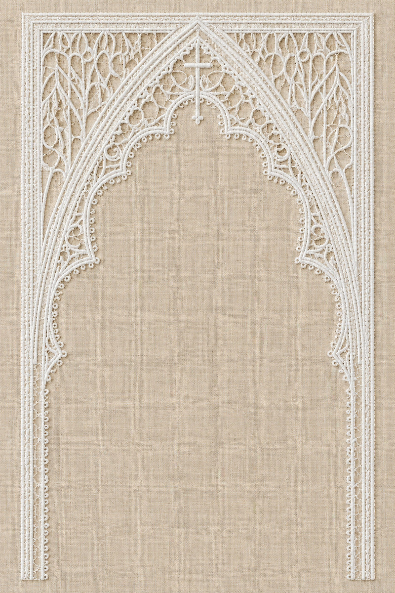 Whitework Gothic Sacred Frame 02 from Church Embroidery & Sacred Ornament Book 3, a digital embroidery design reference for machine embroidery designs, embroidery patterns and frames and monogram spaces.