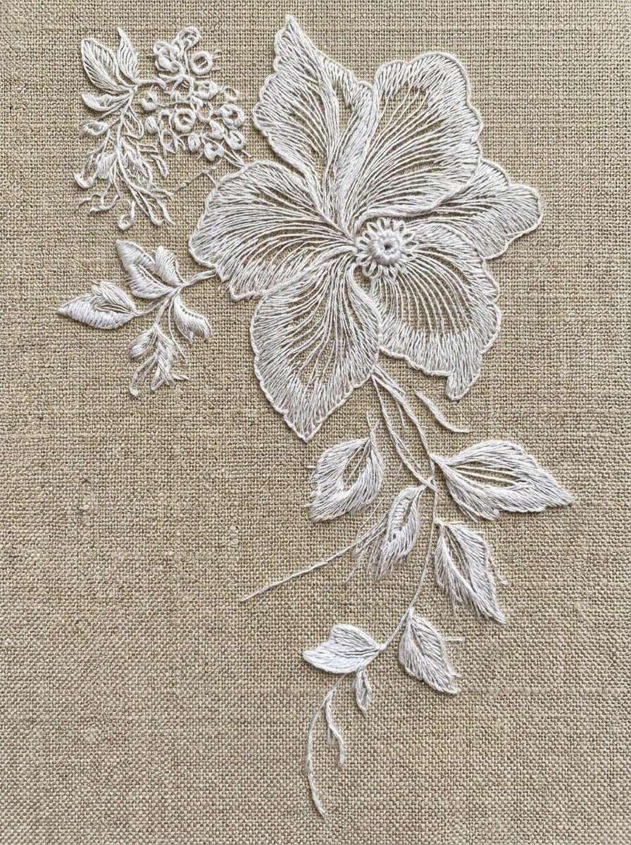 Whitework Wedding Handkerchief Motif from Lace Embroidery & Broderie Designs Book 4, a digital embroidery design reference for machine embroidery designs, embroidery patterns and lace and broderie details.