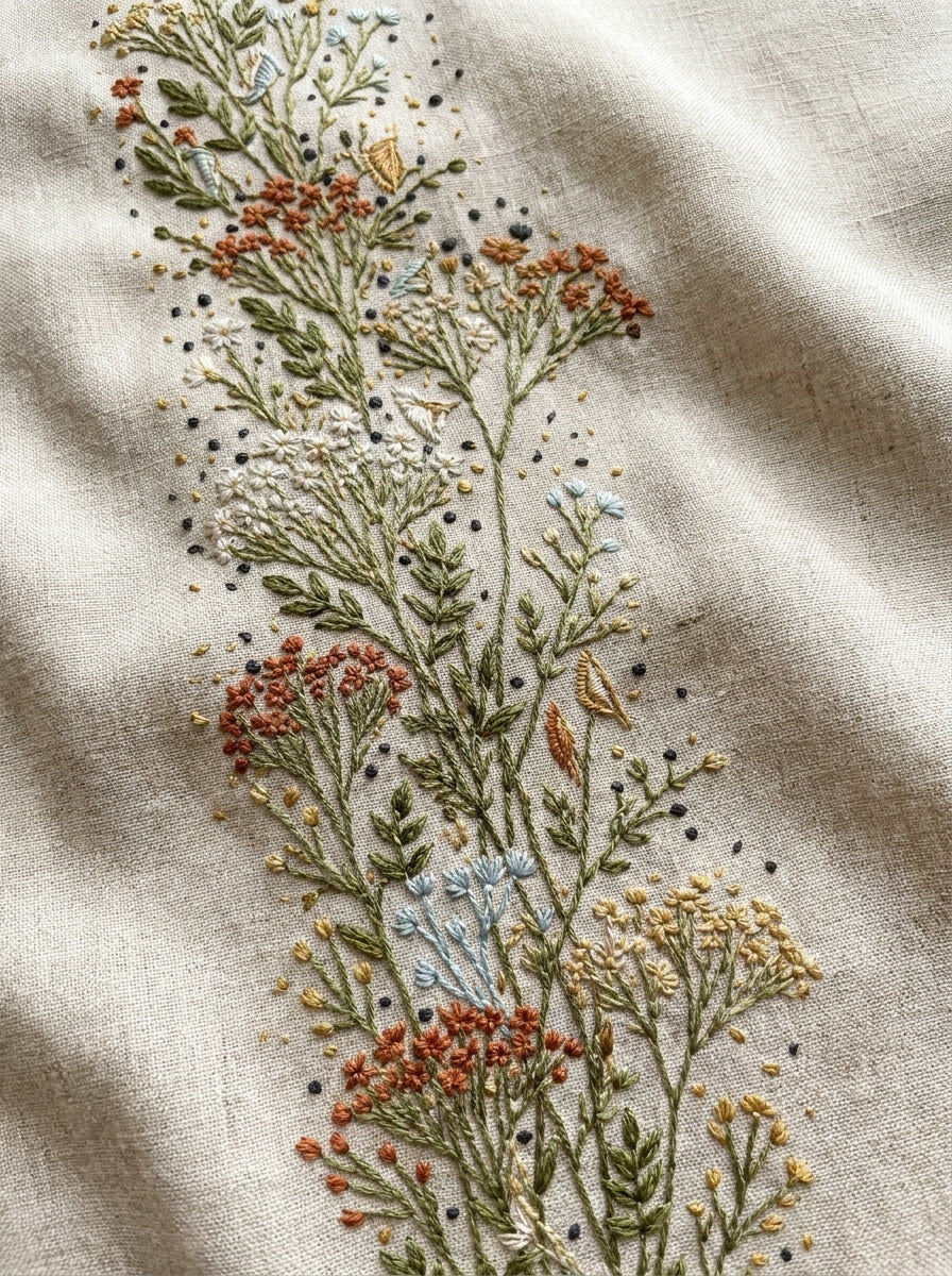 Wildflower Sprig Border Botanical Sprig from Botanical Sprig Library Book 10, a digital embroidery design reference for machine embroidery designs, embroidery patterns and border and edge embroidery.