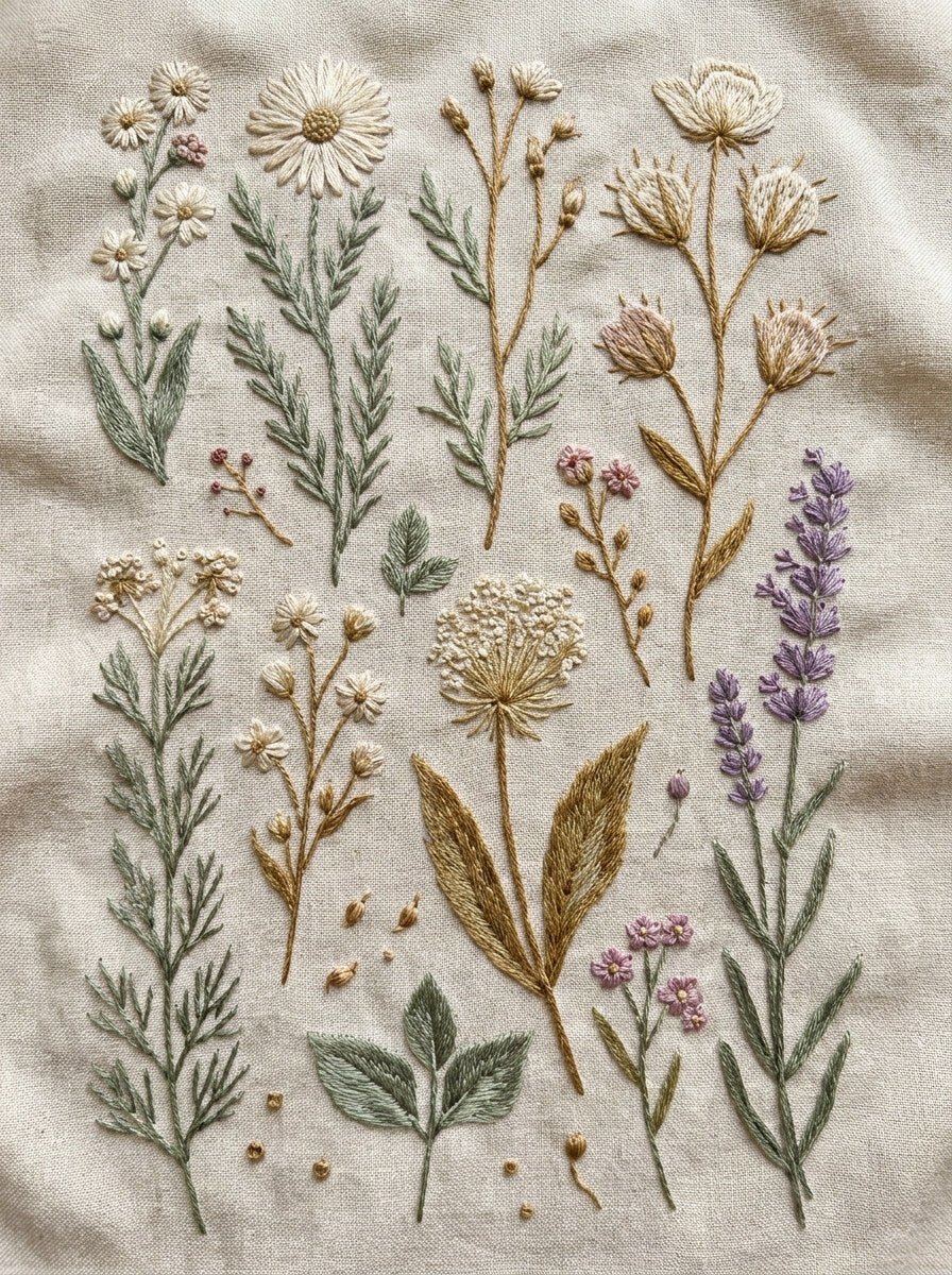 Wildflower Sprig Library Plate Botanical 02 from Botanical Sprig Library Book 5, a digital embroidery design reference for machine embroidery designs, embroidery patterns and small motif and accent designs.