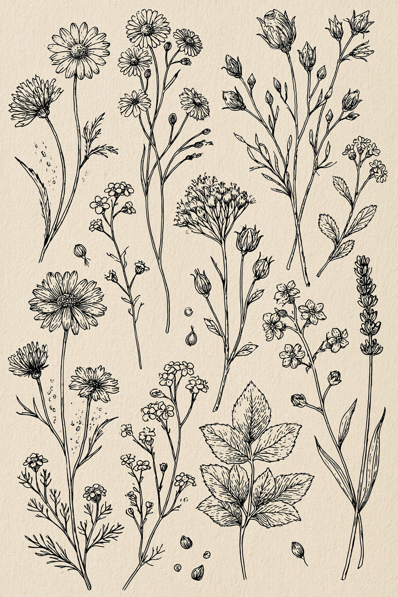 Wildflower Sprig Library Plate Botanical from Botanical Sprig Library Book 3, a digital embroidery design reference for machine embroidery designs, embroidery patterns and small motif and accent designs.