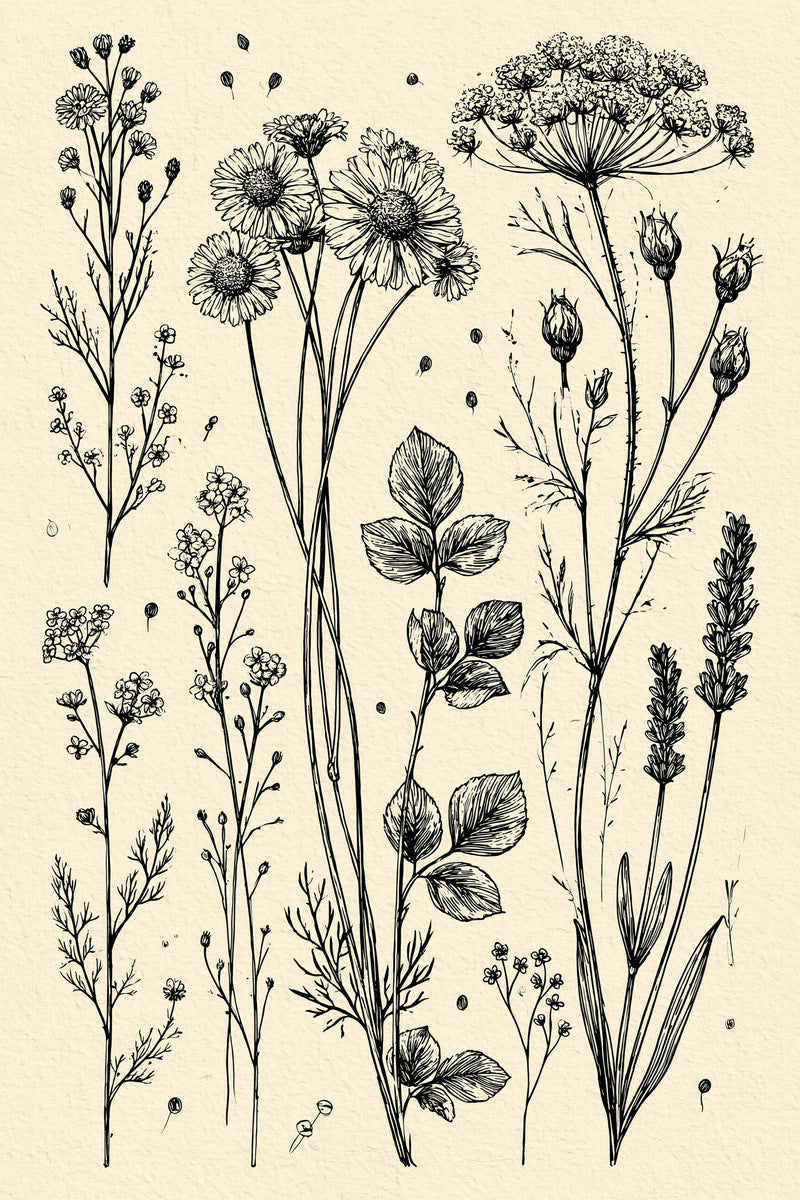 Wildflower Sprig Library Plate Botanical from Botanical Sprig Library Book 9, a digital embroidery design reference for machine embroidery designs, embroidery patterns and small motif and accent designs.