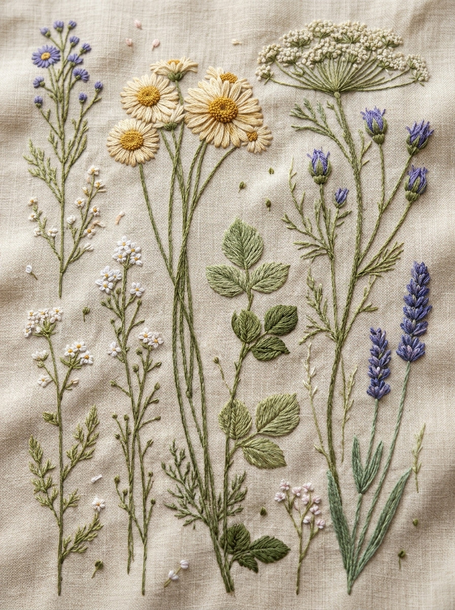 Wildflower Sprig Library Plate Botanical from Botanical Sprig Library Book 9, a digital embroidery design reference for machine embroidery designs, embroidery patterns and small motif and accent designs.