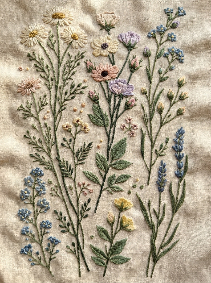 Wildflower Sprig Library Plate Botanical from Botanical Sprig Library Book 5, a digital embroidery design reference for machine embroidery designs, embroidery patterns and small motif and accent designs.