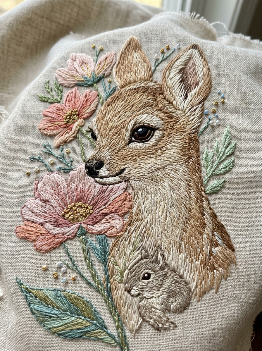 Woodland Baby Animal Spring Motif from Easter & Spring Embroidery Book 3, a digital embroidery design reference for machine embroidery designs, embroidery patterns and baby and keepsake embroidery.